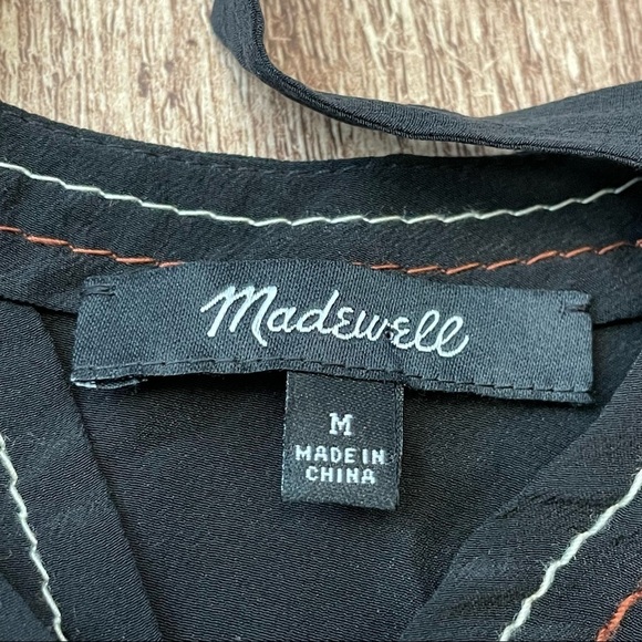 Madewell Silk Stitched Tie Back Top Medium Style H5079 - Picture 5 of 7